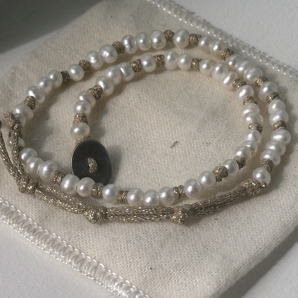 Chan Luu wrap bracelet - freshwater pearl and gold - Picture 2 of 5